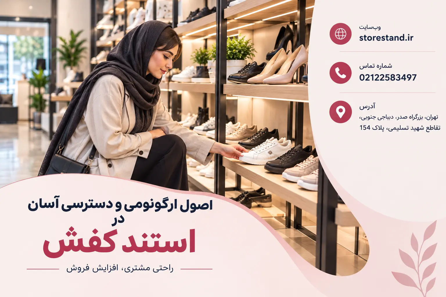 اصول ارگونومی و دسترسی آسان در استند کفش