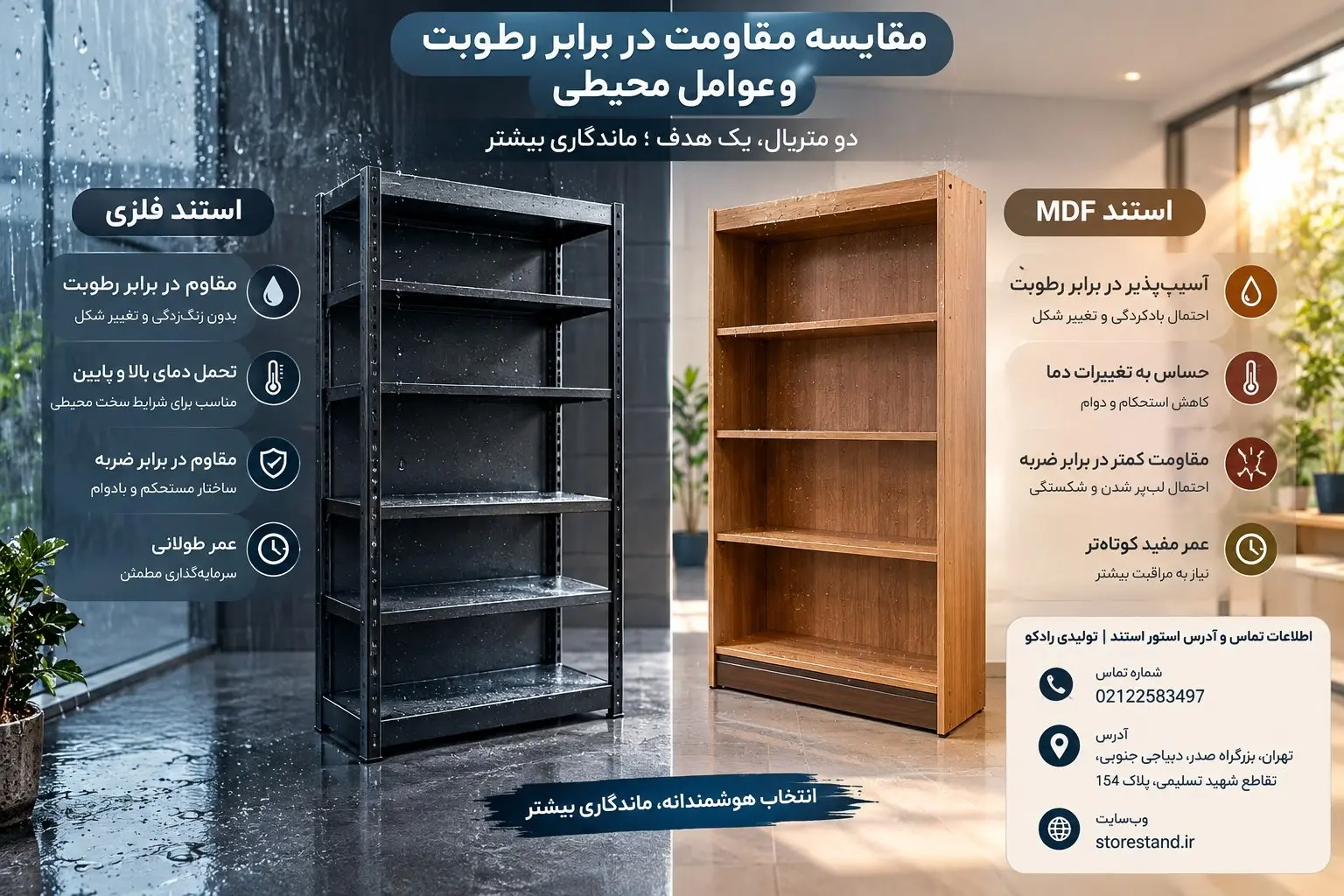 استند فلزی یا MDF 