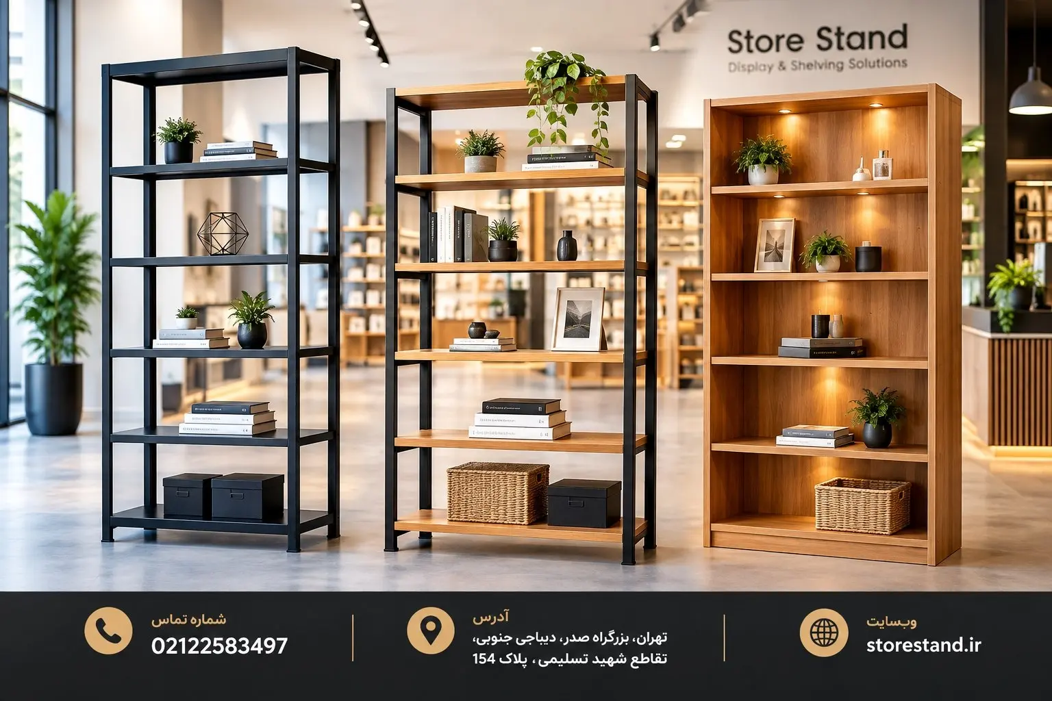 استند فلزی و MDF به صورت ترکیبی