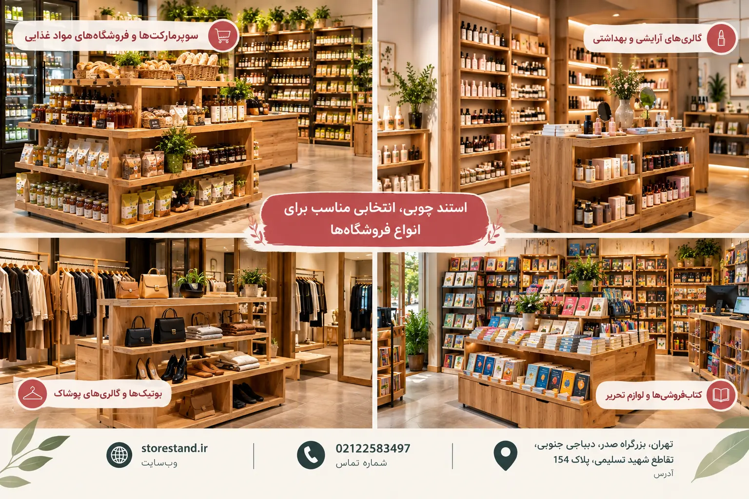 استند چوبی برای فروشگاه