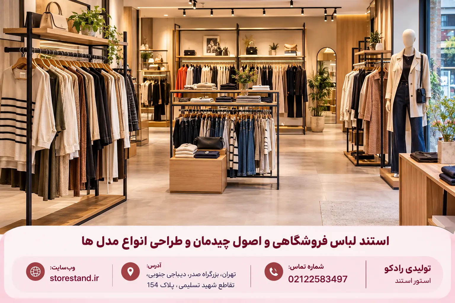 استند لباس فروشگاهی، انواع مدل ها و اصول طراحی و چیدمان استند لباس