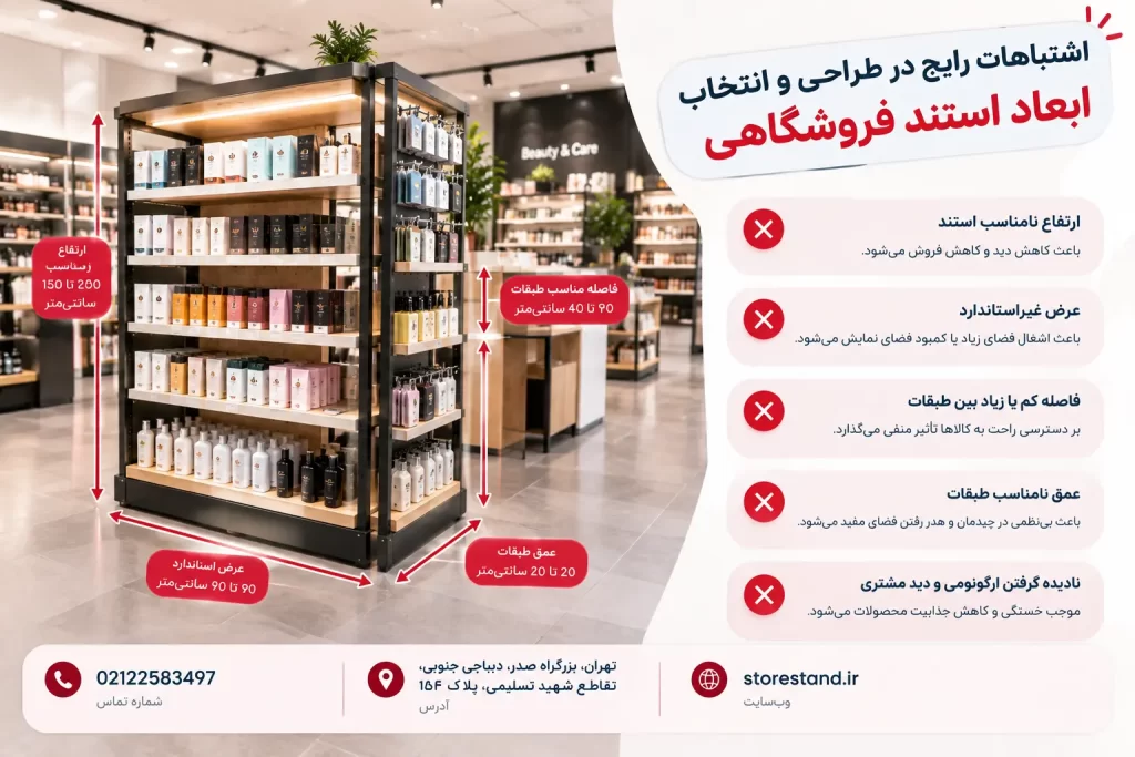 اشتباهات رایج در طراحی و انتخاب ابعاد استند فروشگاهی