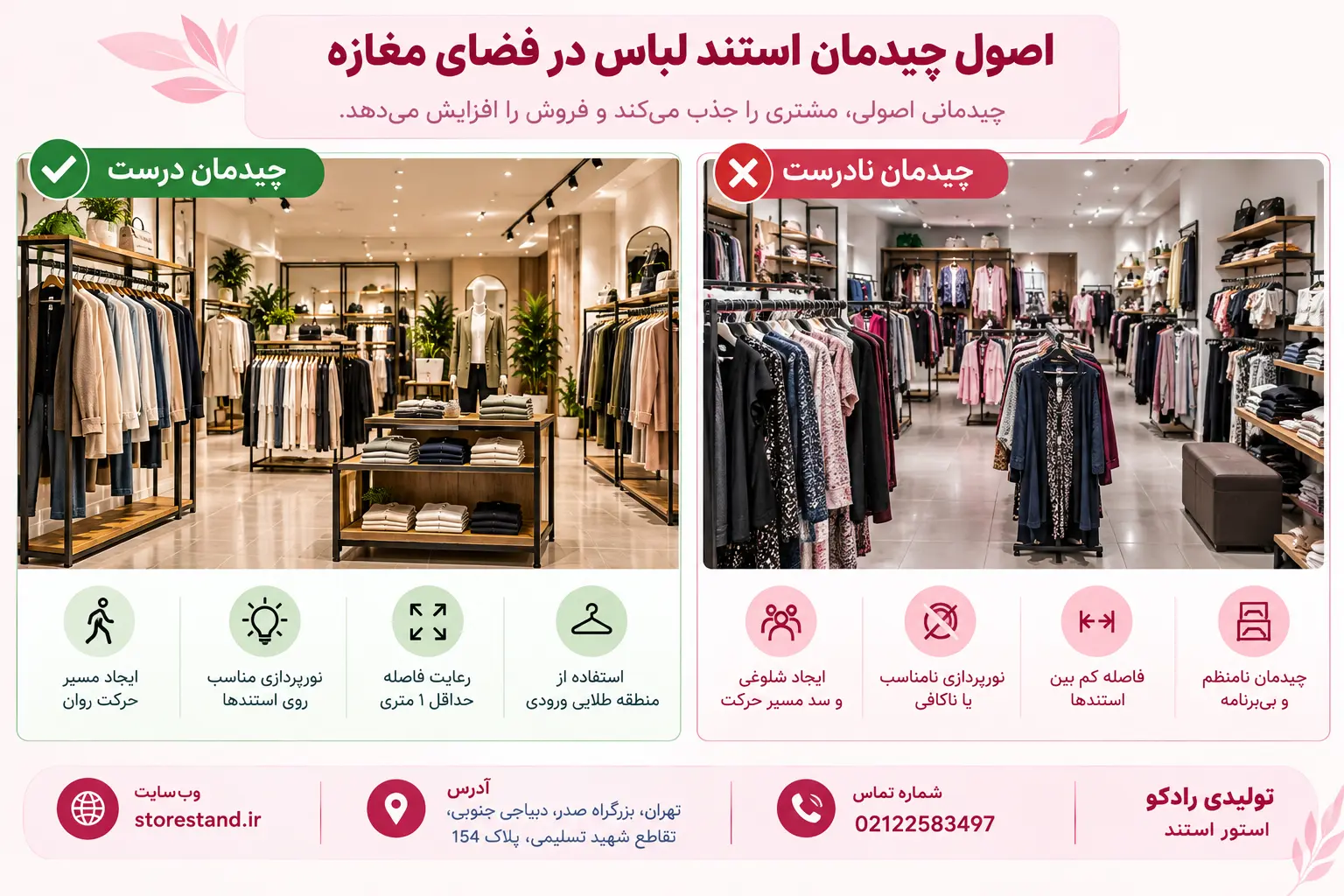 اصول چیدمان استند لباس در فضای مغازه